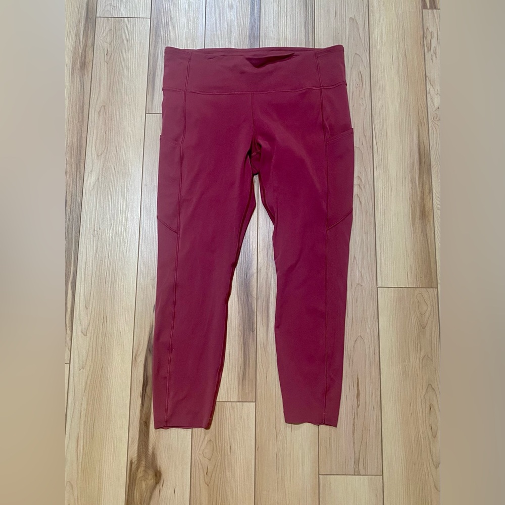 Lululemon Fast and Free High Rise Tight 25” Brushed Nulux Mulled Wine Sz 12